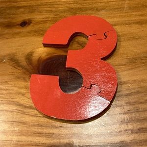 #3 3rd Birthday 3-pc. Wooden # Three Puzzle Jigsaw Number